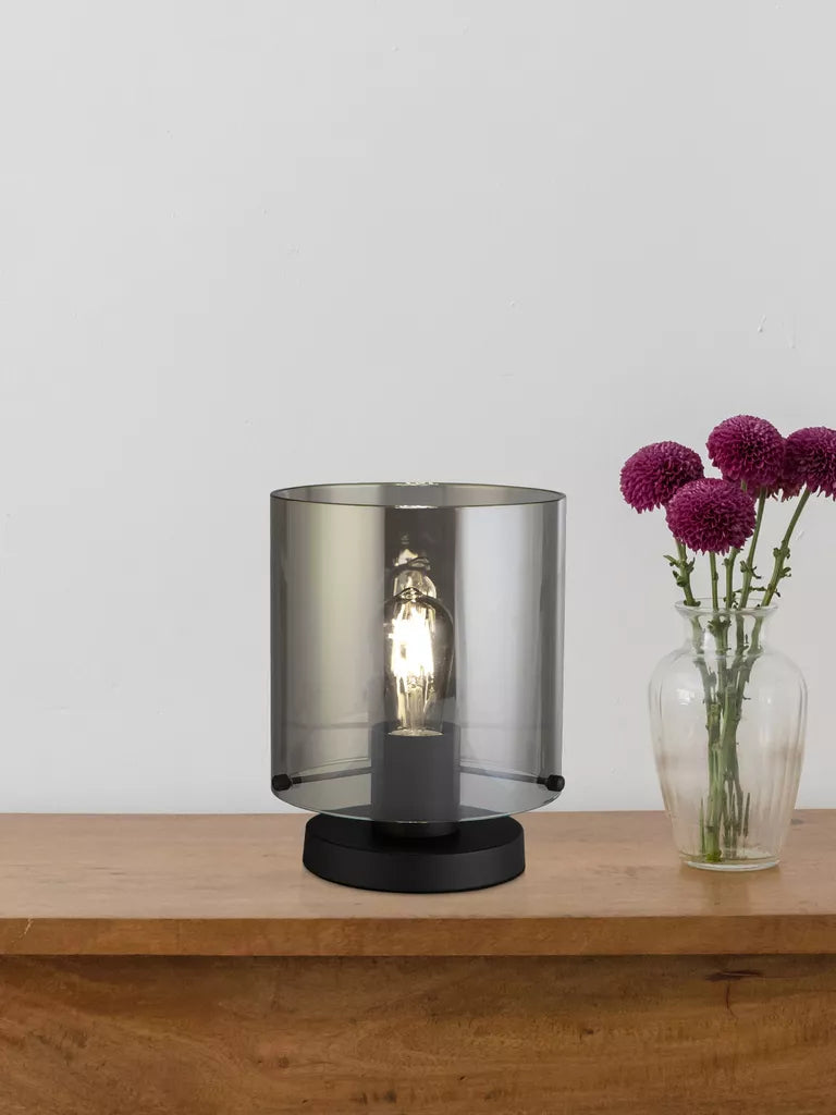 Sweden Table Lamp – Mocha Amber Glass or Black Smoked Glass Table Lamp