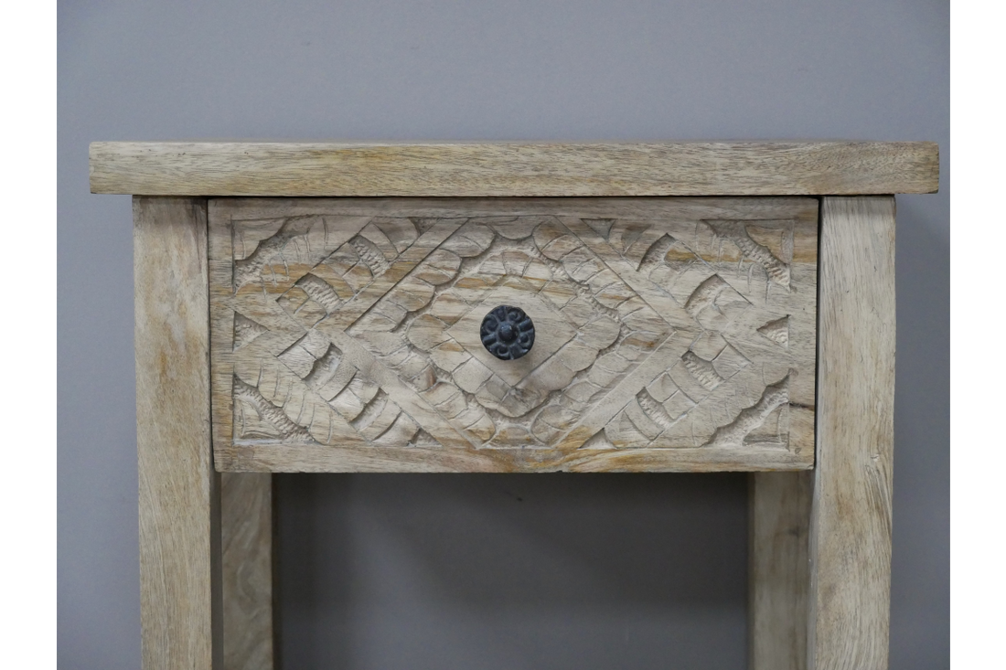 Mango Wood Bedside Cabinet – Contemporary Solid Wood Bedside Table