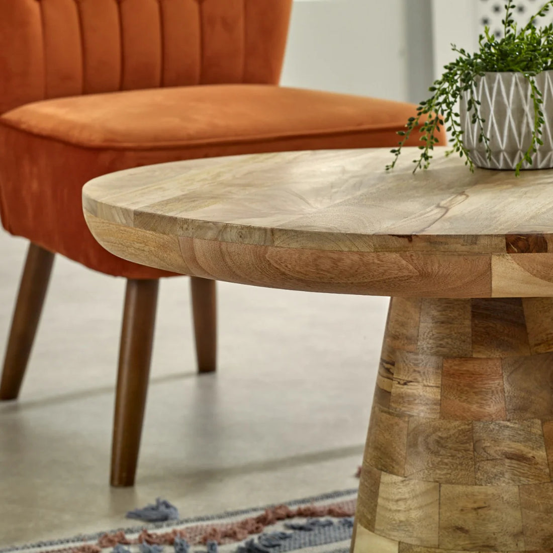 Surrey Solid Wood Mushroom Style Coffee Table – Sculptural Rustic Centre Table