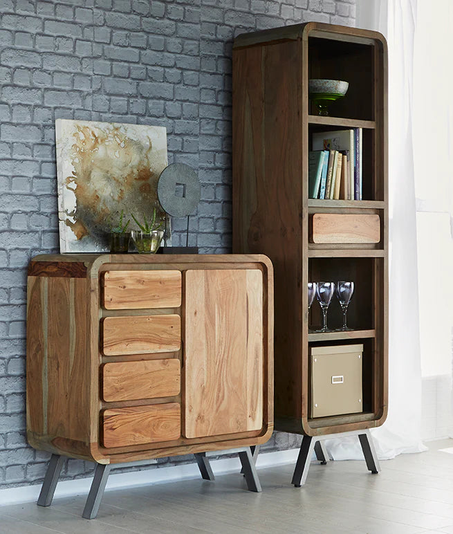 Aspen Narrow Bookcase – Solid Wood Tall Storage Shelf