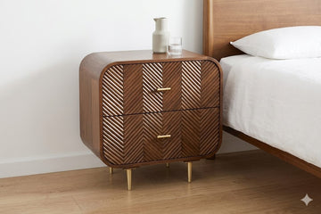Sonar Mango Wood Layered Chevron 2 Drawer Bedside