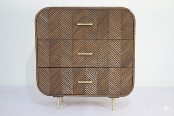 Sonar Mango Wood Layered Chevron Chest of 3 Drawers