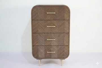 Sonar Mango Wood Layered Chevron 4 Drawer Tall Boy