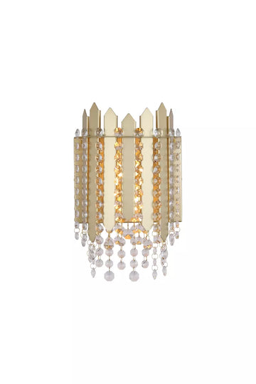 Spear 2 Light Wall Light – Gold Metal Wall Light with Clear Crystal