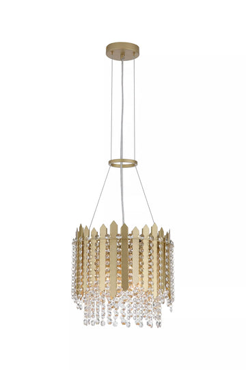 Spear 5 Light Pendant – Gold Metal Pendant with Clear Crystal