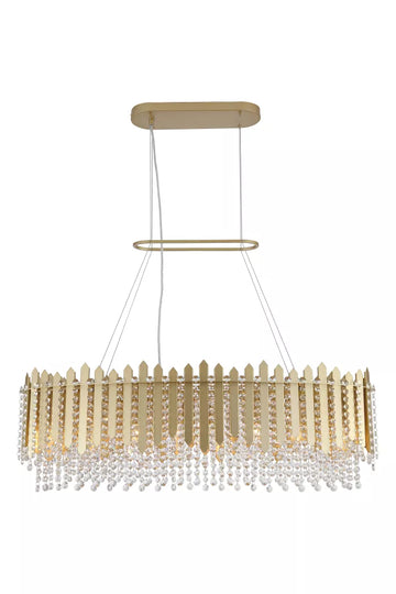 Spear 8 Light Diner Bar Pendant – Gold Metal Bar Pendant with Clear Crystal