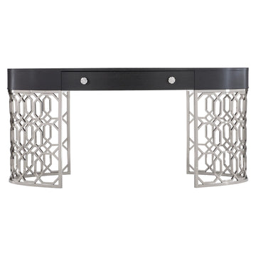 Silhouette Figured Onyx Desk with Stainless Steel Supports