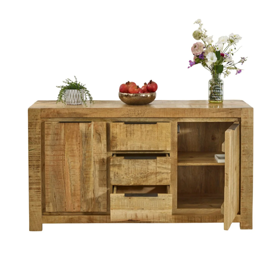Surrey Solid Wood Large Sideboard – 2 Door 3 Drawer Storage Cabinet
