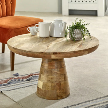 Surrey Solid Wood Mushroom Style Coffee Table – Sculptural Rustic Centre Table