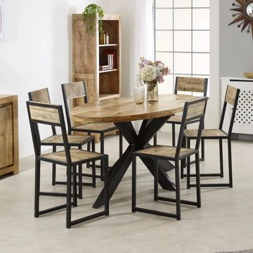Surrey Solid Wood and Metal Oval Dining Table – 6 to 8 Seater