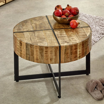 Surrey Solid Wood Coffee Table with Metal Legs – Rustic Industrial Centre Table