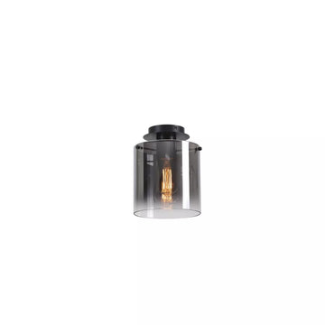 Sweden 1 Light Flush Ceiling Light – Flush Light in Black Smoked Glass or Mocha Smoked Glass