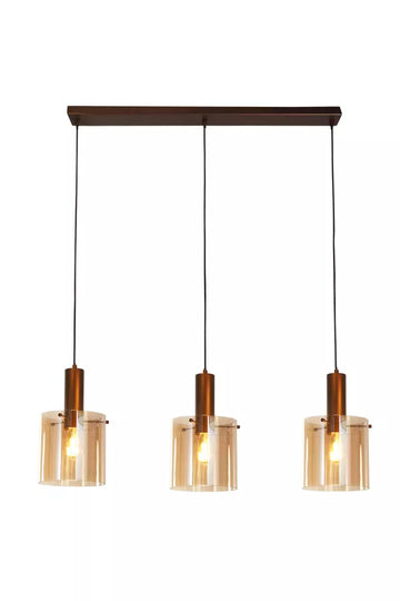 Sweden 3 Light Bar Pendant – Linear Pendant with Mocha Amber or Black Smoked Glass