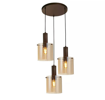 Sweden 3 Light Multi Drop Pendant – Multi Drop Pendant with Black Smoked or Mocha Amber Glass