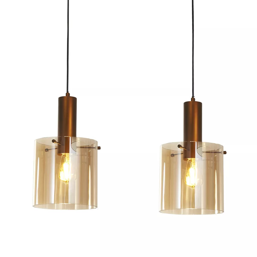 Sweden 4 Light Bar Pendant – Linear Pendant in Black Smoked Glass or Mocha Amber Glass