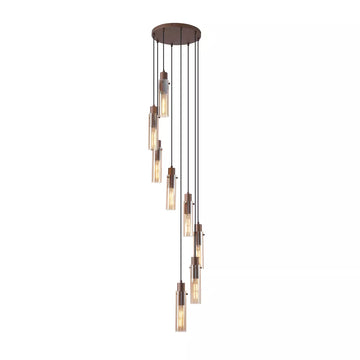 Sweden II 8 Light Multi Drop Pendant – Mocha Metal with Amber Glass