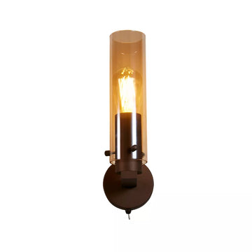 Sweden II 1 Light Wall Light – Mocha Metal Wall Light with Amber Glass