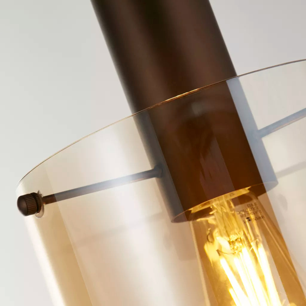 Sweden 3 Light Multi Drop Pendant – Multi Drop Pendant with Black Smoked or Mocha Amber Glass