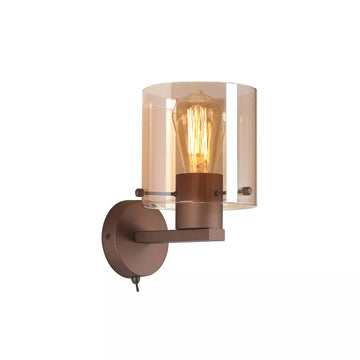 Sweden 1 Light Wall Light – Wall Light in Mocha Amber Glass or Black Smoked Glass
