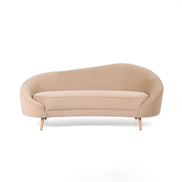 Curved Fabric Sofa – Taliba Neutral Upholstered 3 Seater