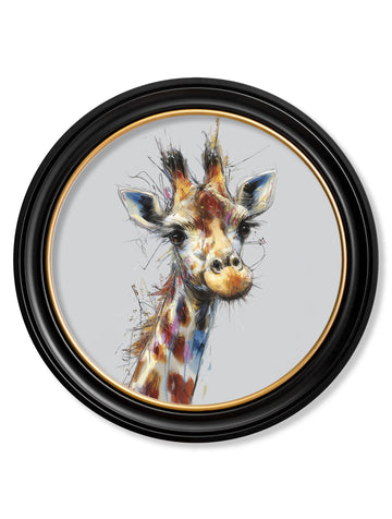 Tall Giraffe Cosy Sketch – Oxford Round Frame