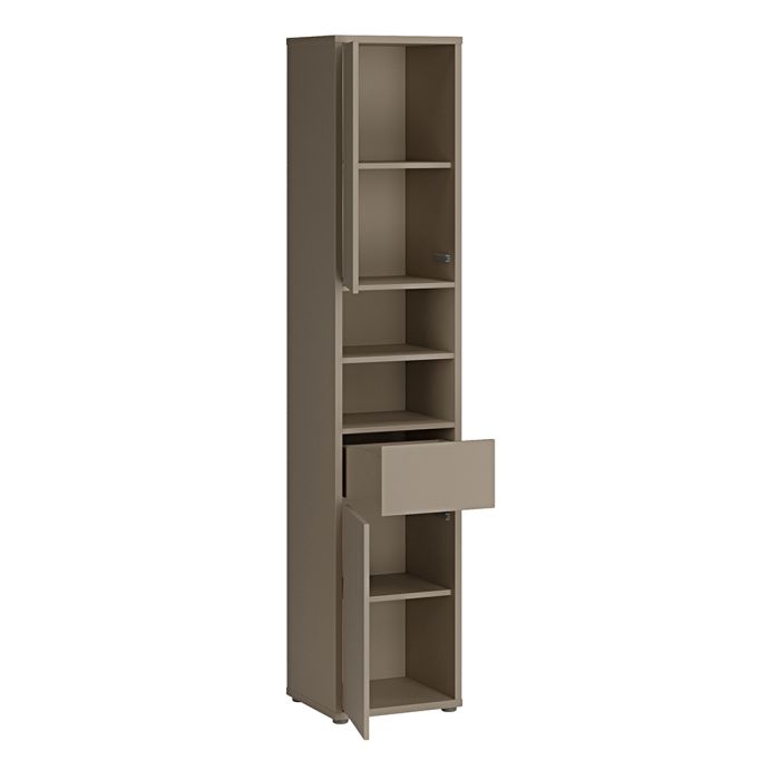 Alice Springs Tall Narrow Bathroom Storage Cabinet with 2 Doors & 1 Drawer in Taupe