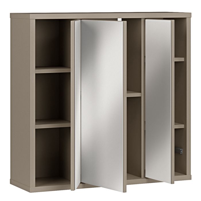 Alice Springs Hanging Mirror Cupboard with 3 Doors in Taupe