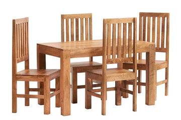 Toko Light Mango 4FT Dining Set with Wooden Chairs