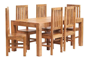 Toko Light Mango 6FT Dining Set with Wooden Chairs