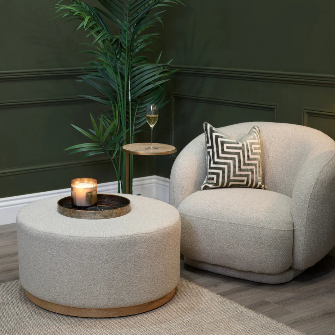 Bouclé Footstool – Amoni Upholstered Ottoman Stool