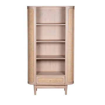 Valencia Cane and Mango Wood Bookcase – Natural Wooden Shelving Unit