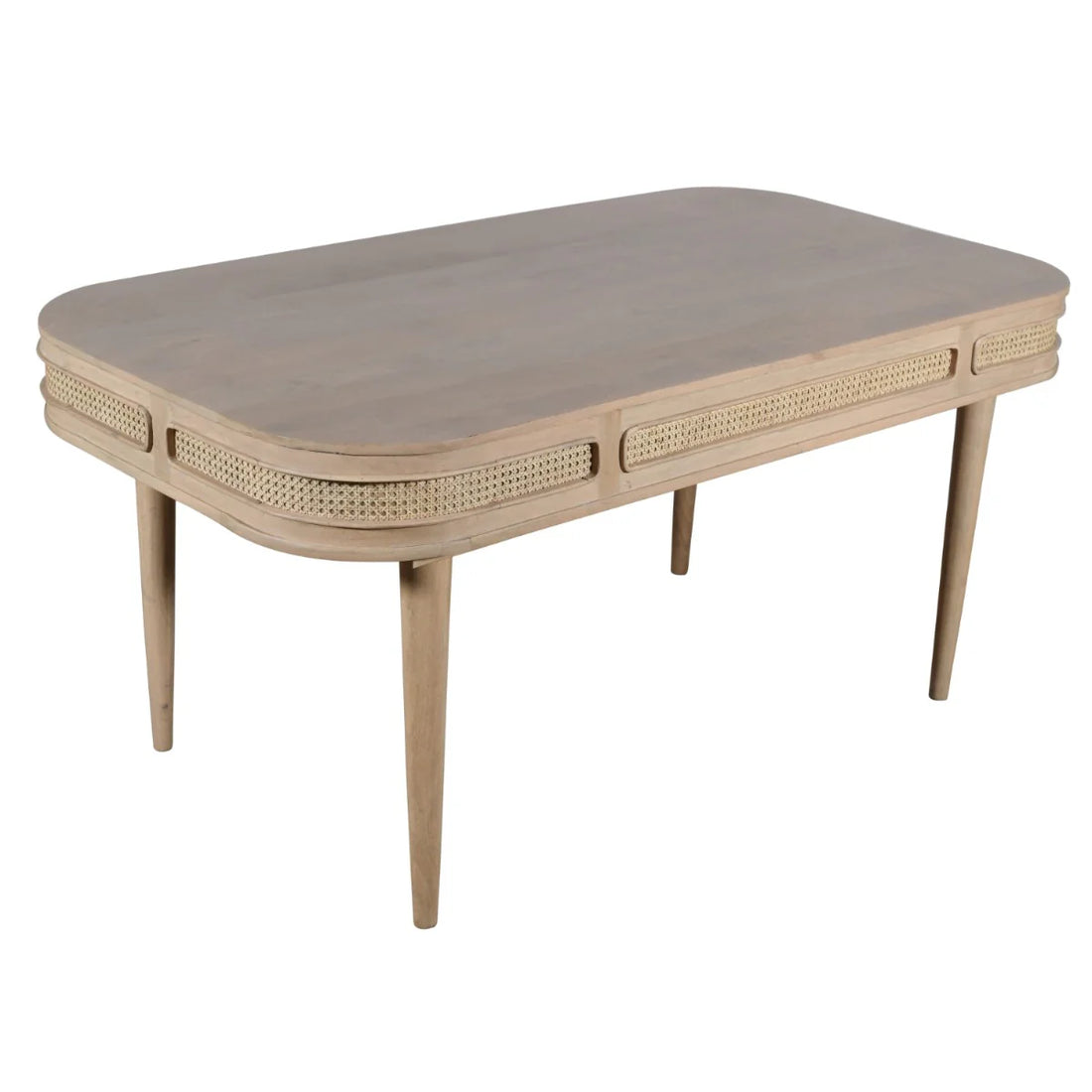 Valencia Cane and Mango Wood Dining Table – Natural Solid Wood Dining Table