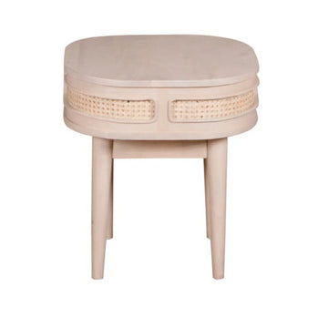 Valencia Cane and Mango Wood Bedside Table – Natural Wooden Nightstand