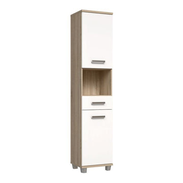 Veris Tall Narrow Bathroom Cupboard with 2 Doors & 1 Drawer in Multiple Finishes
