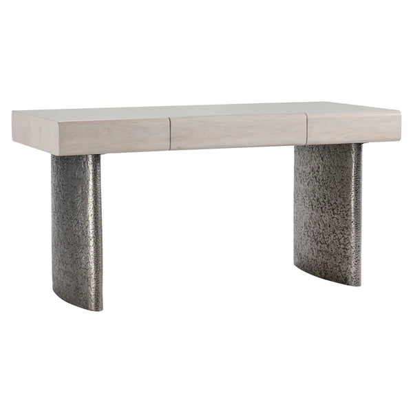 Sereno Walnut Wood Desk with Textured Metal Legs