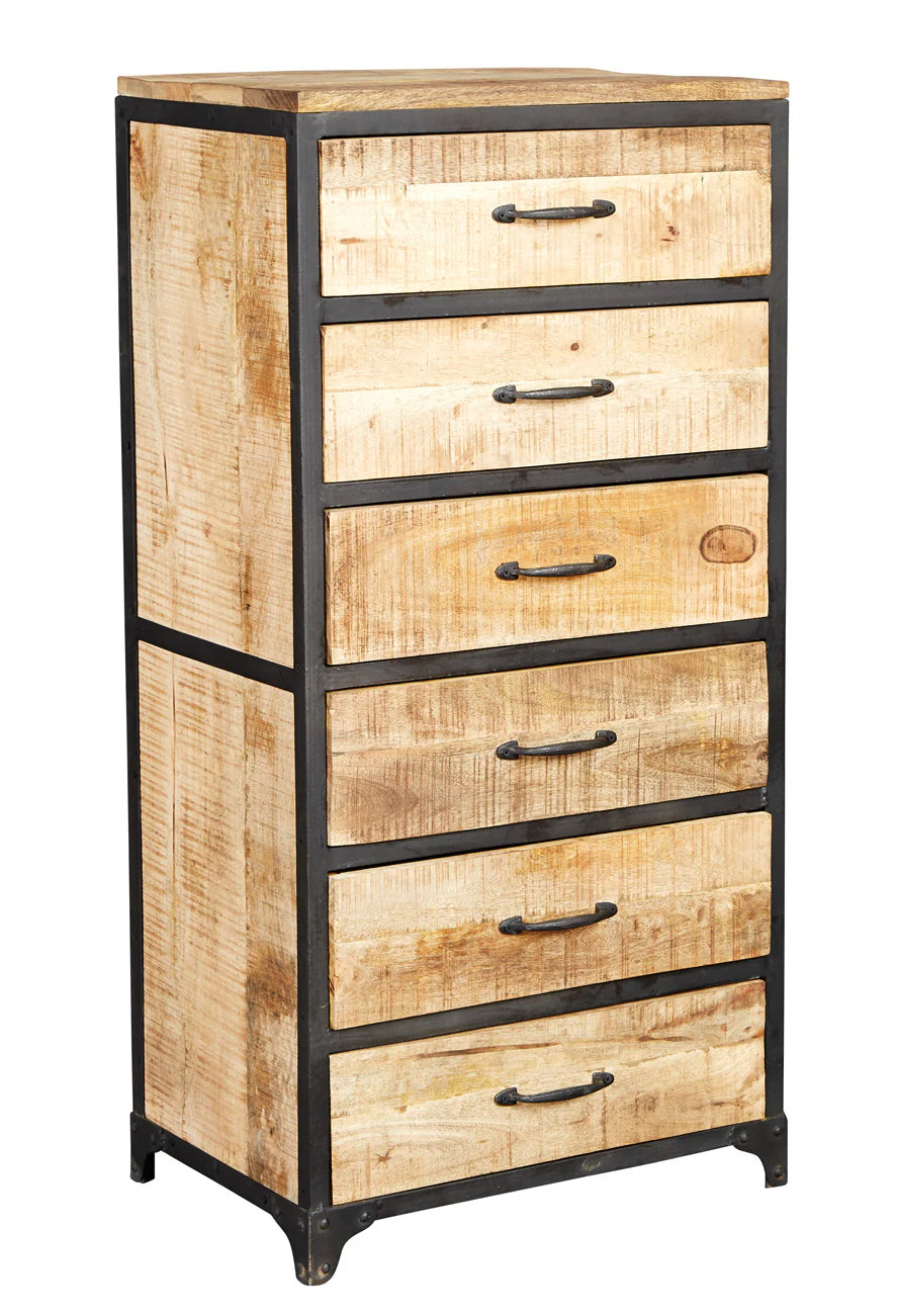 Cosmo Industrial Tall Chest – Wood & Metal Vertical Storage Unit