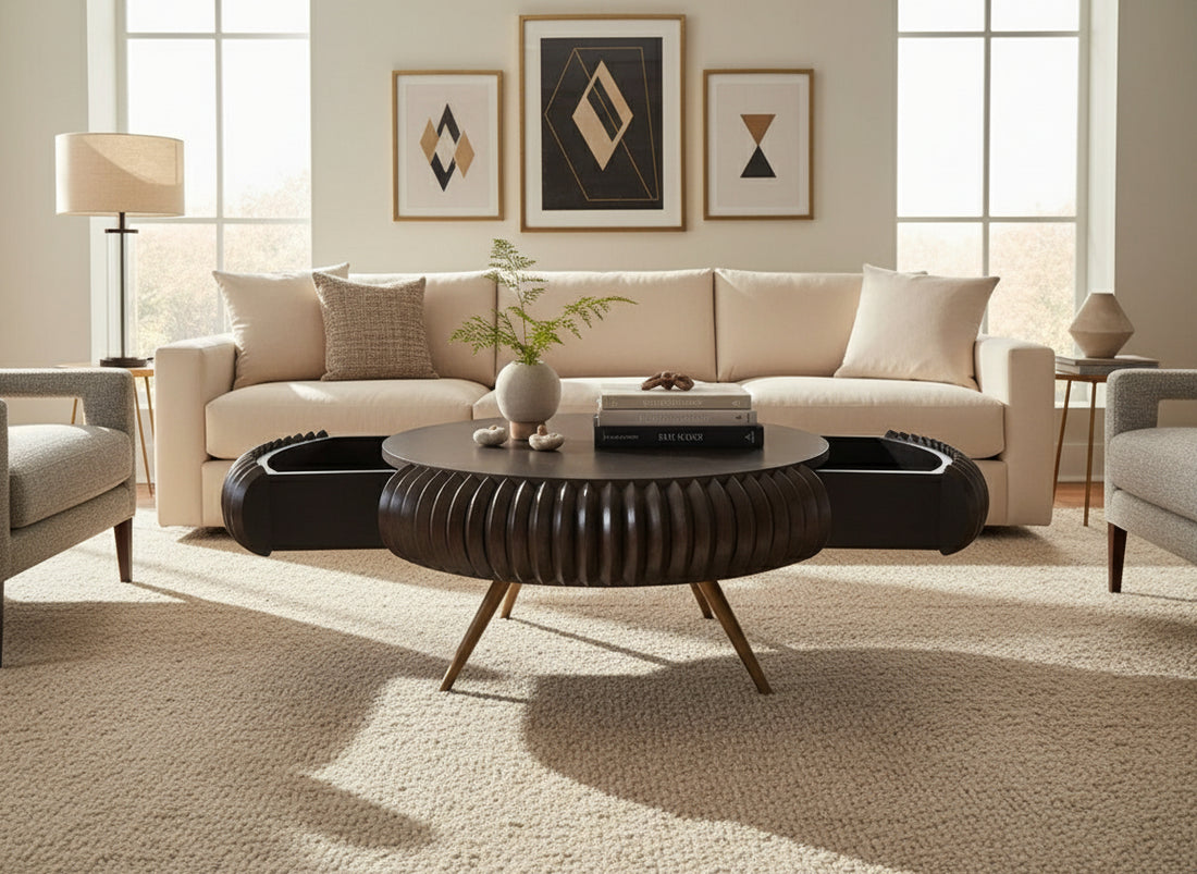 Mango Wood Coffee Table – 2 Drawer Storage Living Room Table Patan