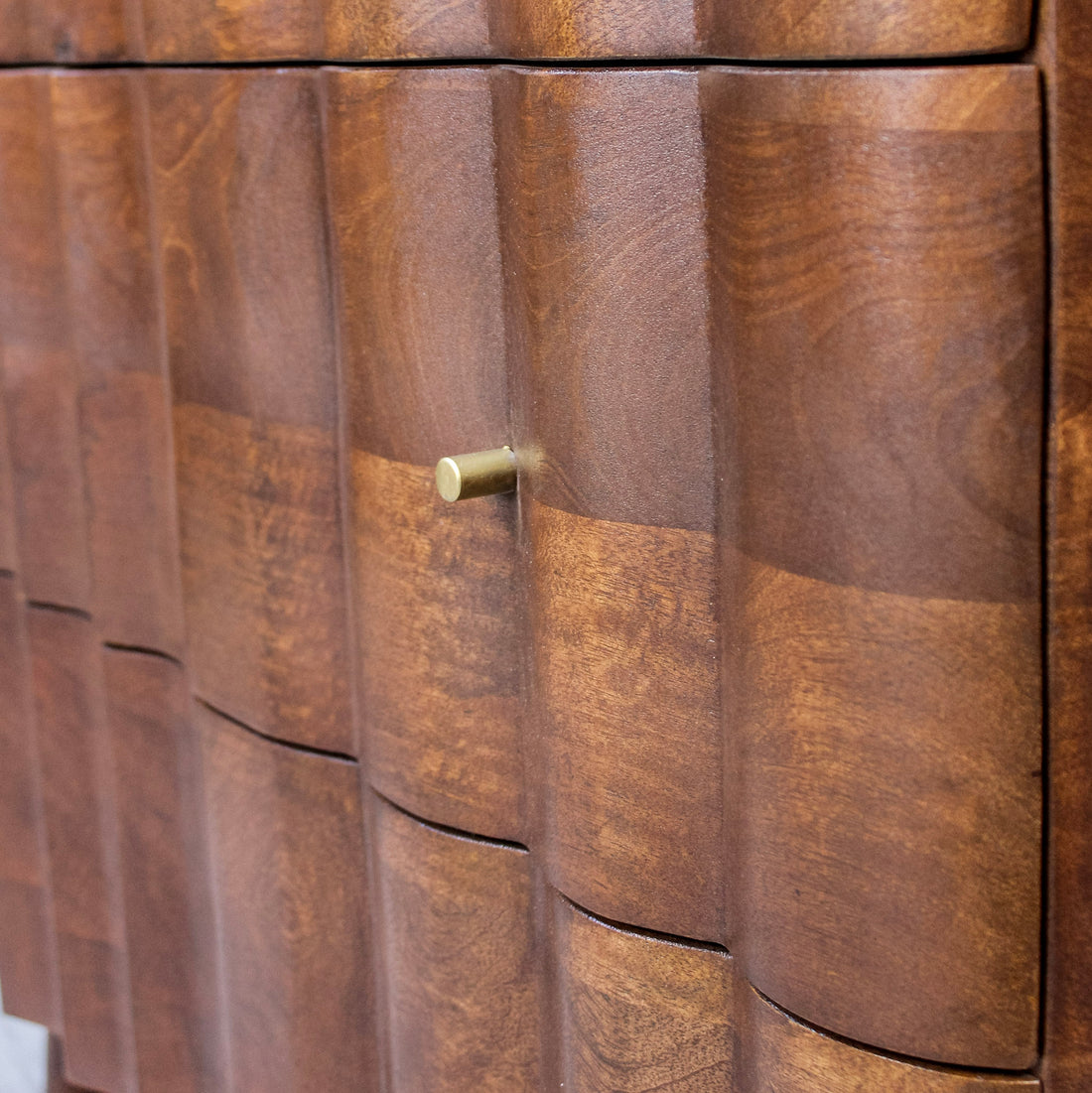 Indok Wooden Carved 3 Drawer Cabinet with Marble Top