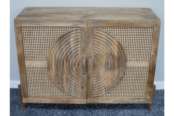 Rattan Sideboard – Natural Wood & Woven Rattan Storage Unit